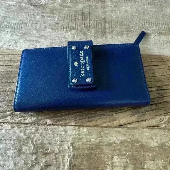 Kate Spade Wellesley Stacy navy leather wallet NWOT - Picture 1 of 12